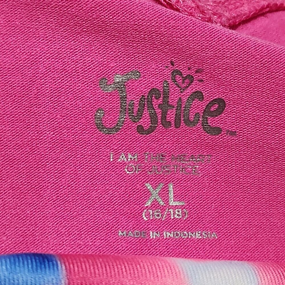 Justice Sweatshirt For Girls Pink Size XL Crop Logo Graphic with Tie Dye Bra - Picture 10 of 13